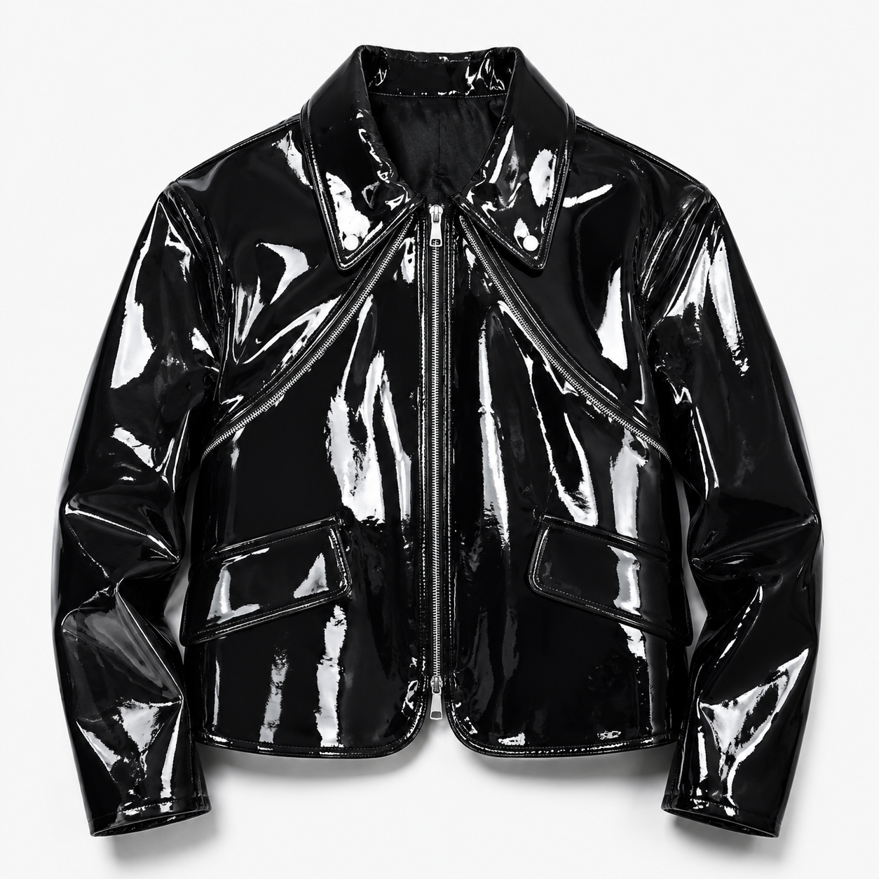 GENTELUXIO™ Eclipse Patent Leather Jacket – Premium Gloss Biker Coat