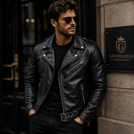 GENTELUXIO™ Regent Moto Leather Jacket – Premium Asymmetrical Cowhide Biker Coat