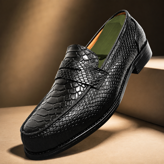 GENTELUXIO™ Monarch Python Leather Loafers – Premium Luxury Slip-On Dress Shoes