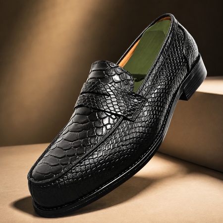 GENTELUXIO™ Monarch Python Leather Loafers – Premium Luxury Slip-On Dress Shoes