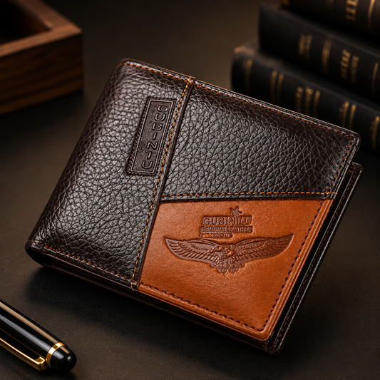 GENTELUXIO™ Imperial Eagle Leather Wallet – Premium Zip Coin Bifold