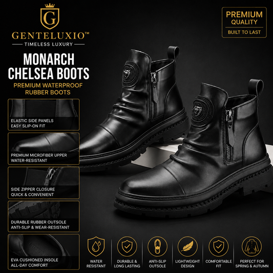 GENTELUXIO™ Monarch Chelsea Boots – Premium Waterproof Rubber Boots