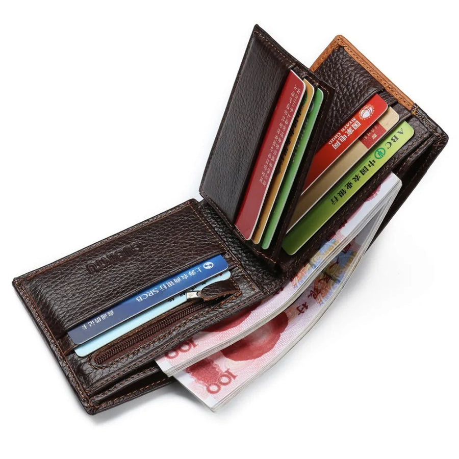 GENTELUXIO™ Imperial Eagle Leather Wallet – Premium Zip Coin Bifold