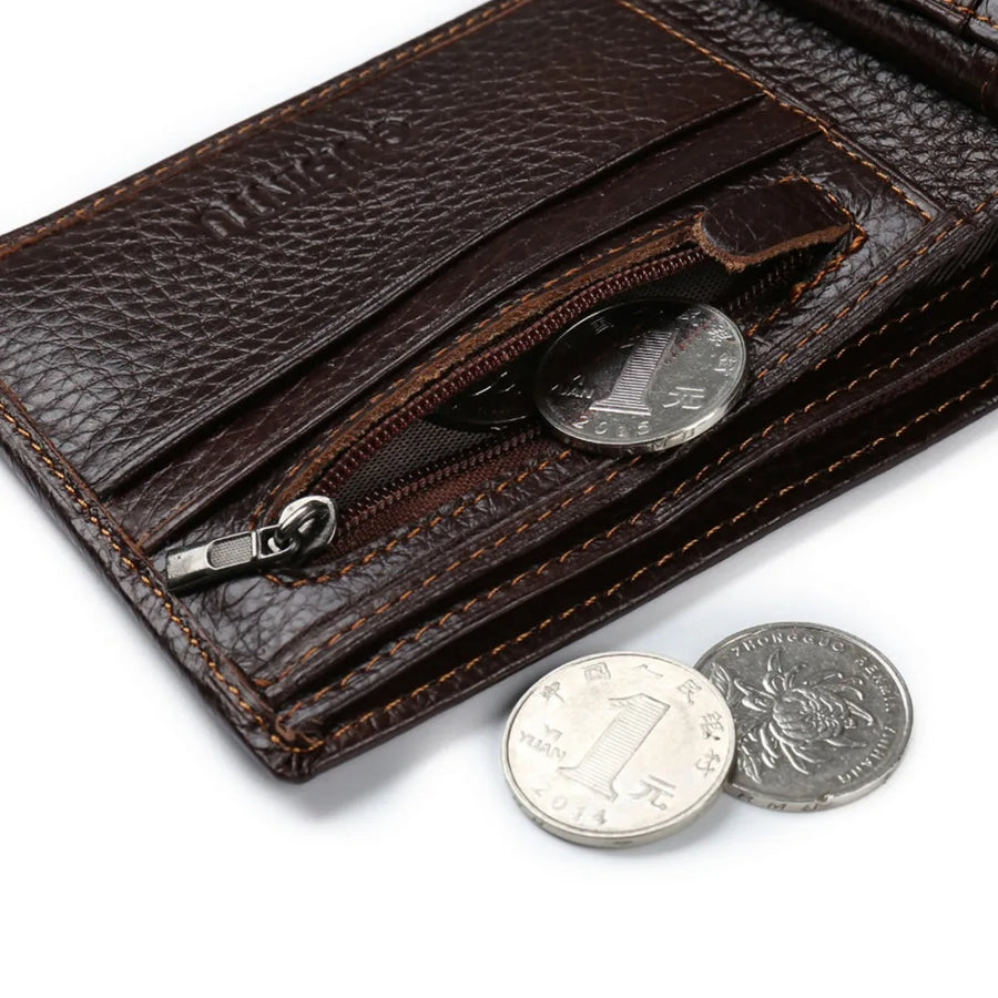 GENTELUXIO™ Imperial Eagle Leather Wallet – Premium Zip Coin Bifold