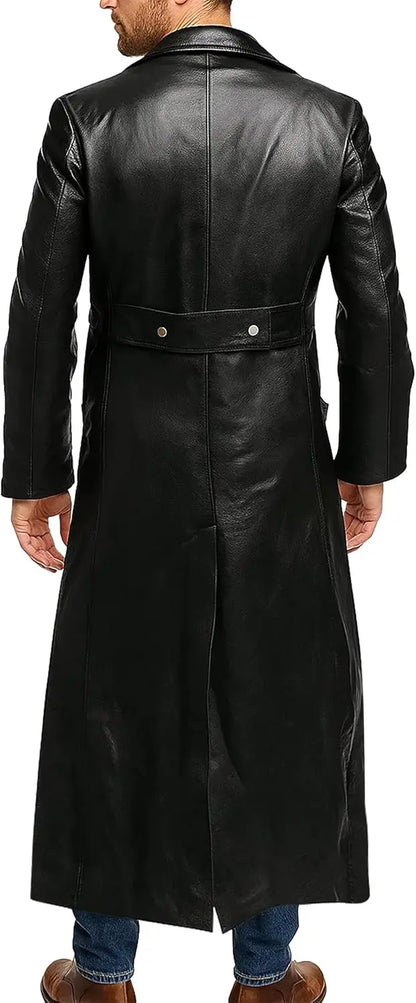 GENTELUXIO™ Imperial Navy U‑Boat Captain Black Leather Trench Coat