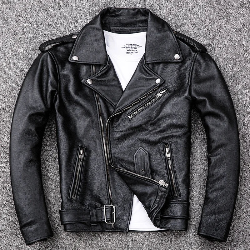 GENTELUXIO™ Regent Moto Leather Jacket – Premium Asymmetrical Cowhide Biker Coat