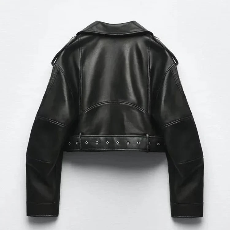 Genteluxio™ The Sloane Belted Faux Leather Jacket