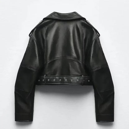 Genteluxio™ The Sloane Belted Faux Leather Jacket