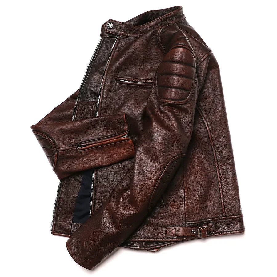 GENTELUXIO™ Heritage Rider Leather Jacket – Premium Vintage Cowhide Motorcycle Coat