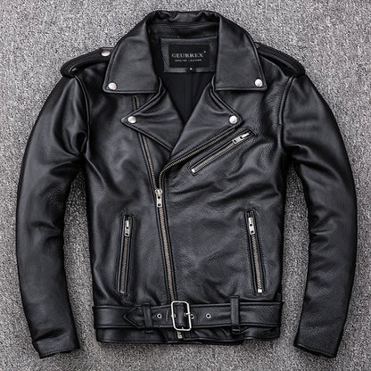GENTELUXIO™ Regent Moto Leather Jacket – Premium Asymmetrical Cowhide Biker Coat
