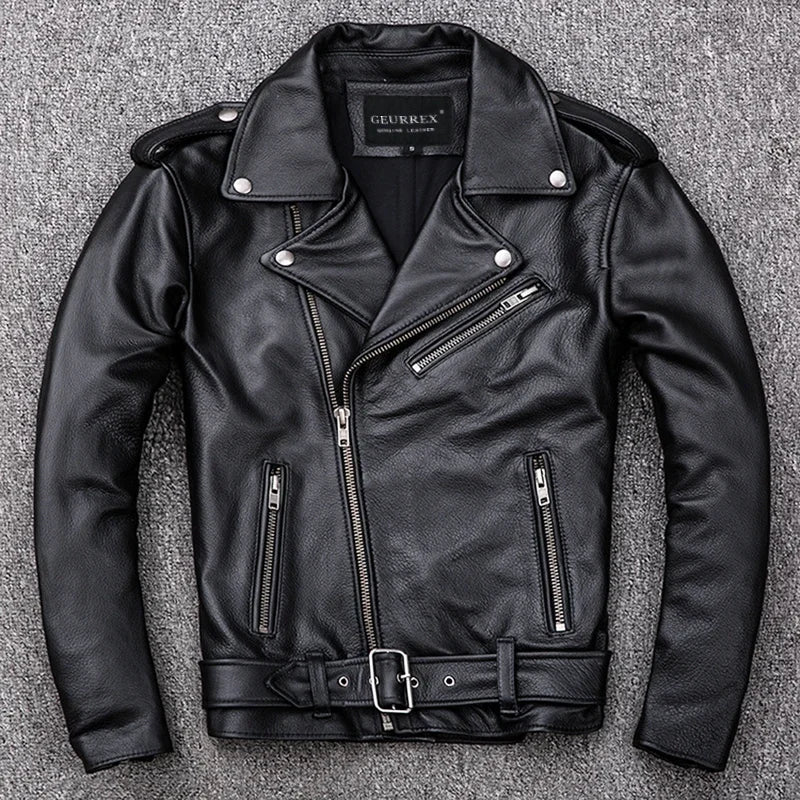 GENTELUXIO™ Regent Moto Leather Jacket – Premium Asymmetrical Cowhide Biker Coat