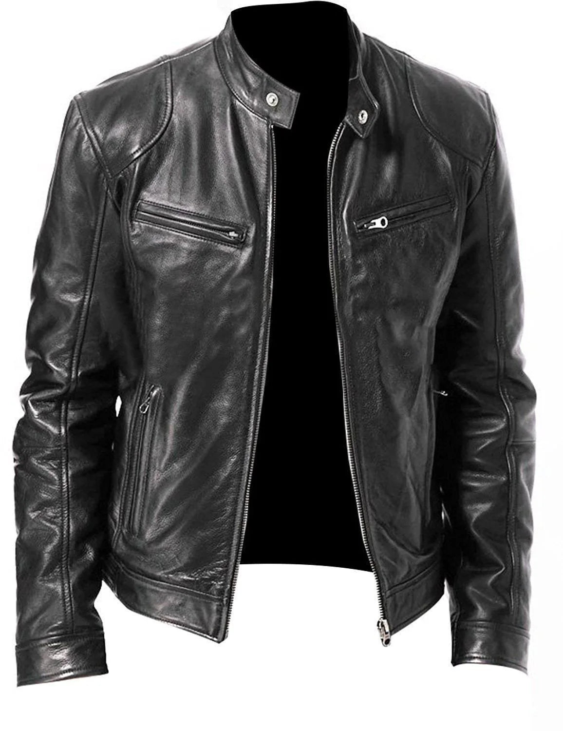 GENTELUXIO™ Relaxed Rider Men’s PU Leather Bomber Jacket