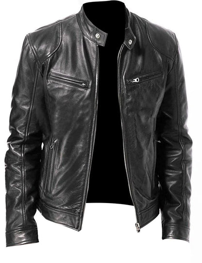 GENTELUXIO™ Relaxed Rider Men’s PU Leather Bomber Jacket