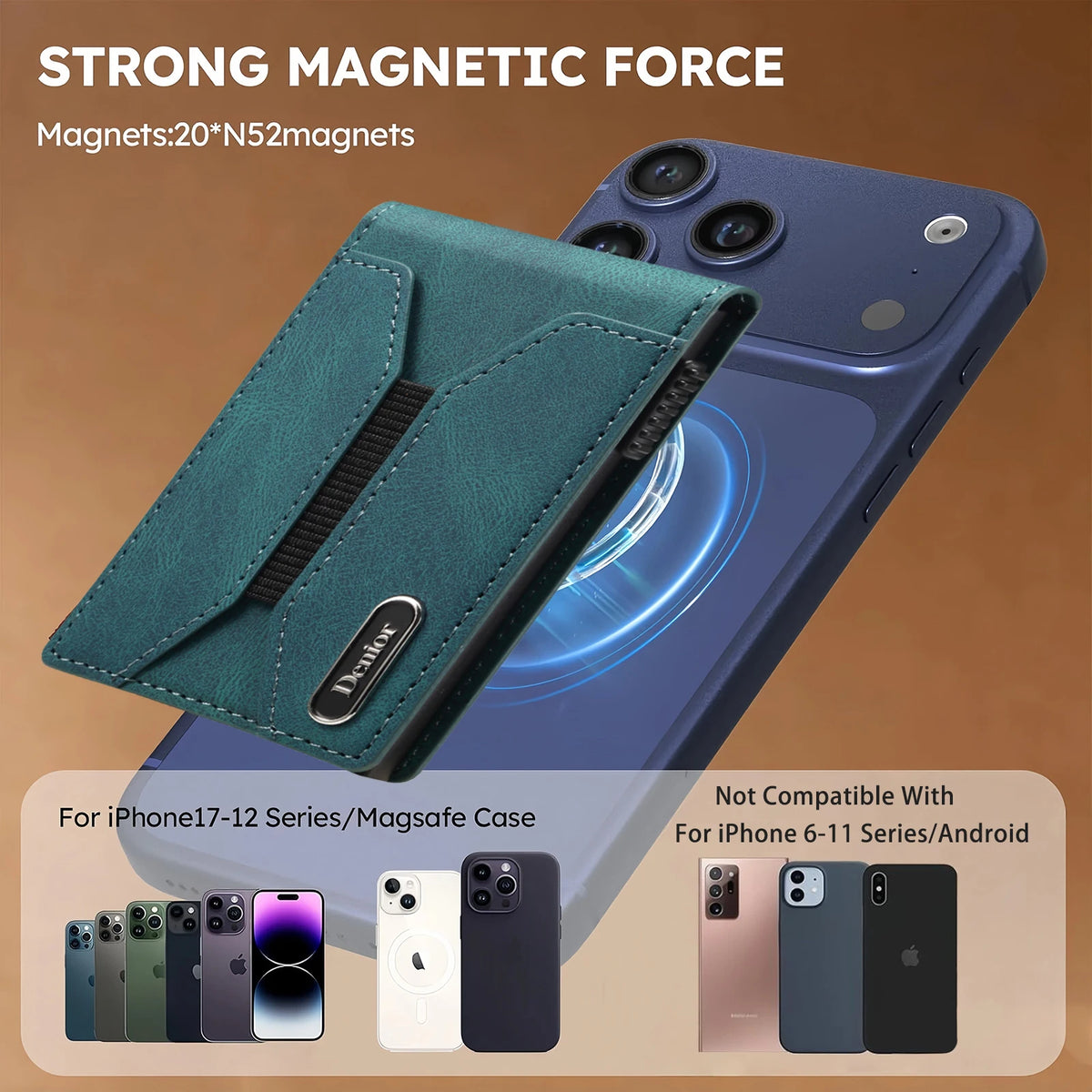 DenIor™ MagSnap — Magnetic Pop-Up Leather Card Wallet