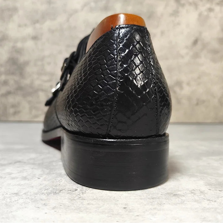GENTELUXIO™ Imperial Python Loafers – Premium Genuine Leather Double Monk Shoes