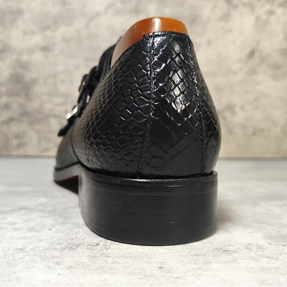 GENTELUXIO™ Imperial Python Loafers – Premium Genuine Leather Double Monk Shoes