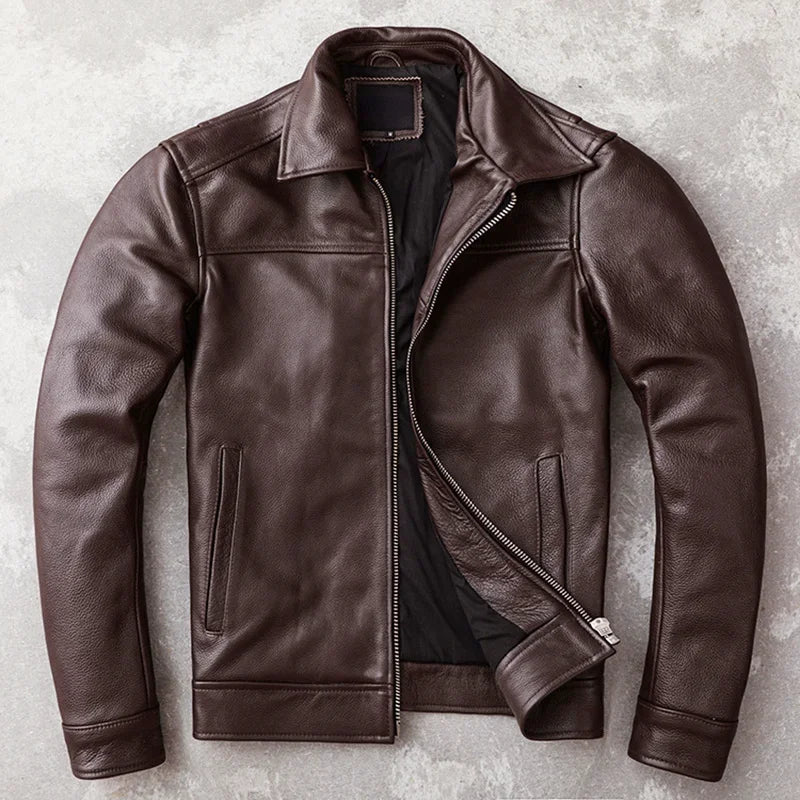 GENTELUXIO™ Heritage Slim-Fit Men’s Genuine Cowhide Leather Jacket