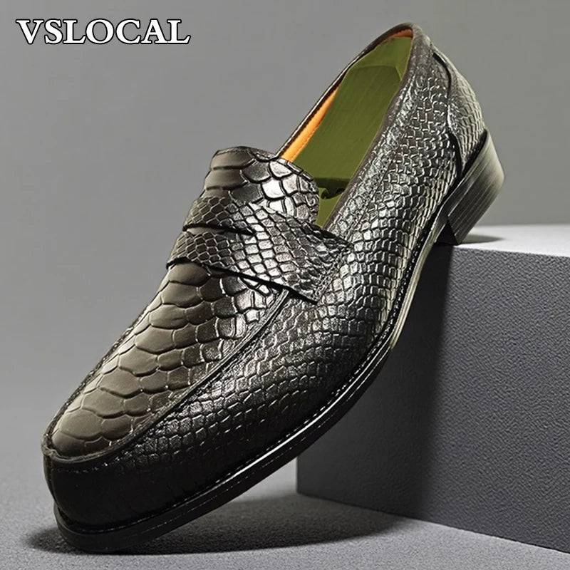 GENTELUXIO™ Monarch Python Leather Loafers – Premium Luxury Slip-On Dress Shoes