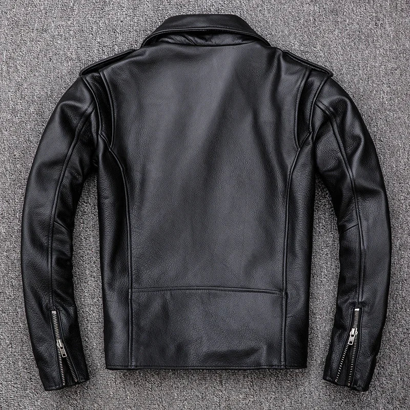 GENTELUXIO™ Regent Moto Leather Jacket – Premium Asymmetrical Cowhide Biker Coat