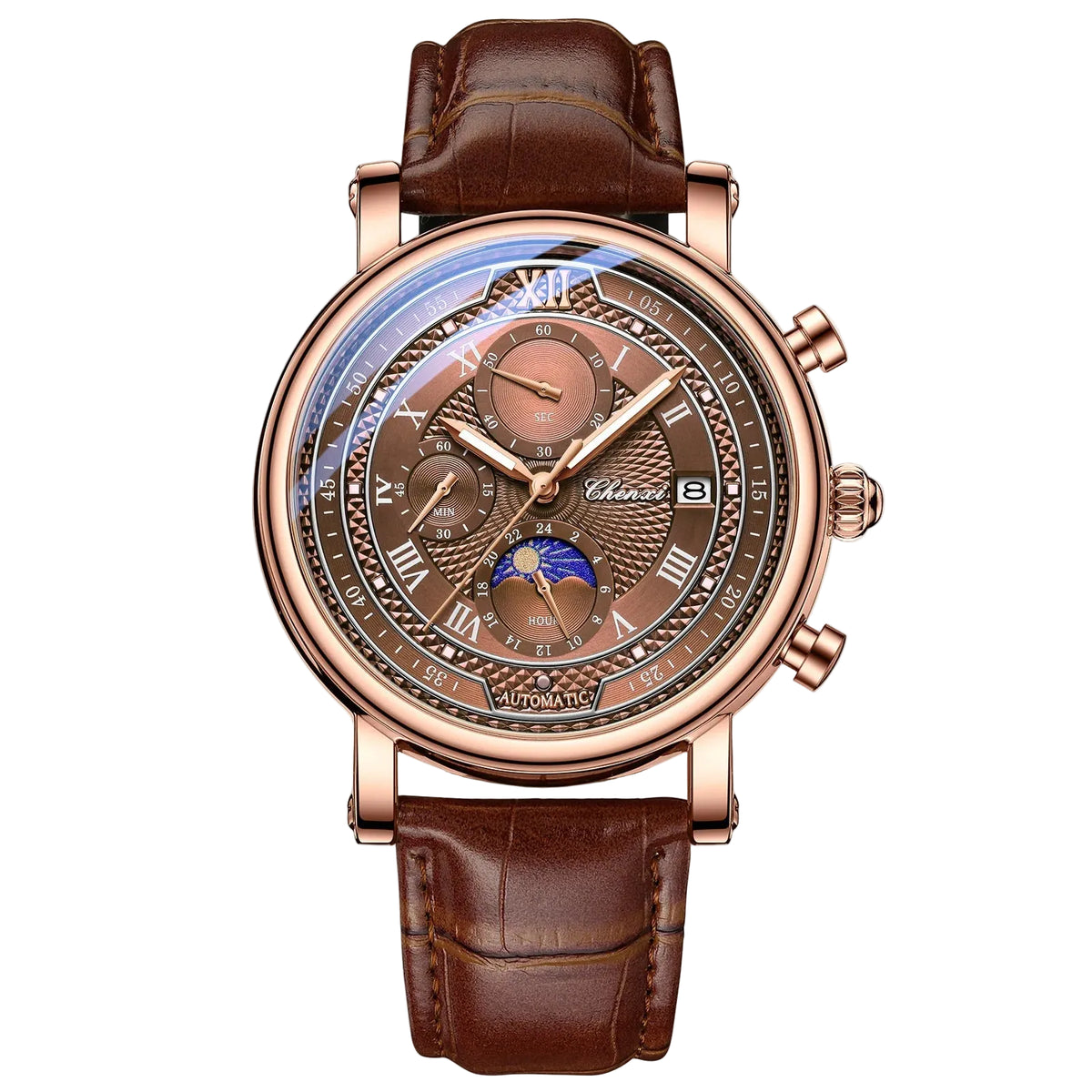 Chenxi 976 Tsuki Lunar Chronograph Leather Strap Men’s Watch