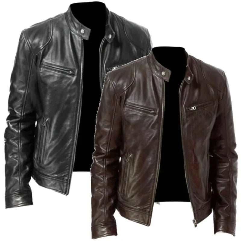 GENTELUXIO™ Relaxed Rider Men’s PU Leather Bomber Jacket