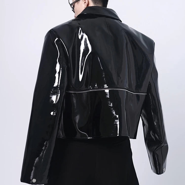 GENTELUXIO™ Eclipse Patent Leather Jacket – Premium Gloss Biker Coat
