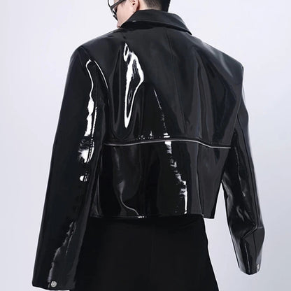 GENTELUXIO™ Eclipse Patent Leather Jacket – Premium Gloss Biker Coat