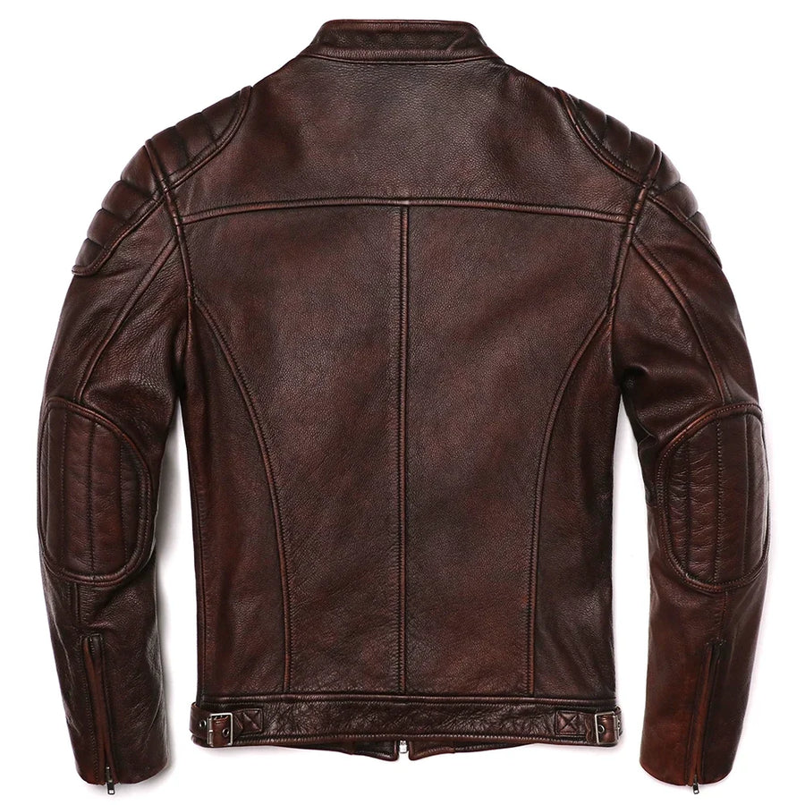GENTELUXIO™ Heritage Rider Leather Jacket – Premium Vintage Cowhide Motorcycle Coat