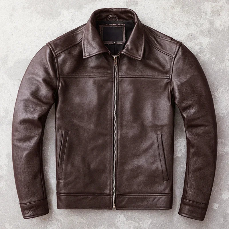 GENTELUXIO™ Heritage Slim-Fit Men’s Genuine Cowhide Leather Jacket