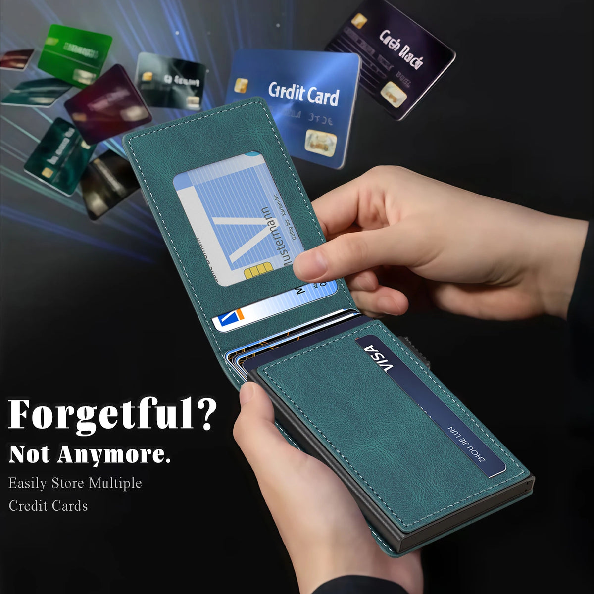 DenIor™ MagSnap — Magnetic Pop-Up Leather Card Wallet