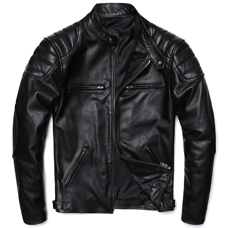 GENTELUXIO™ Heritage Rider Leather Jacket – Premium Vintage Cowhide Motorcycle Coat