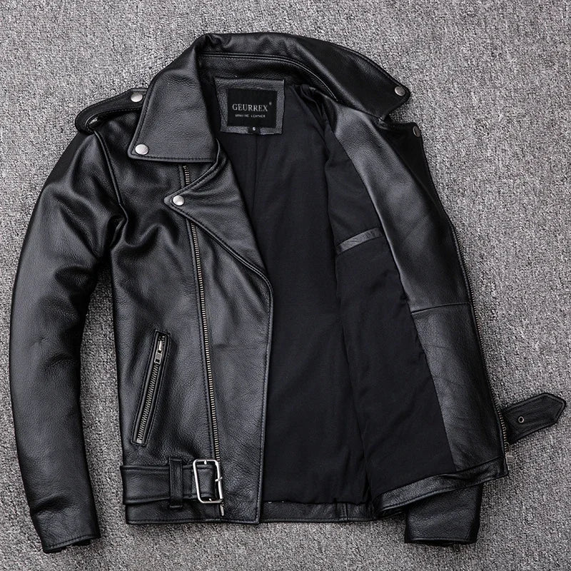 GENTELUXIO™ Regent Moto Leather Jacket – Premium Asymmetrical Cowhide Biker Coat