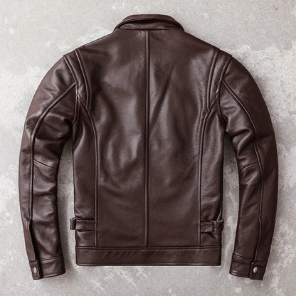GENTELUXIO™ Heritage Slim-Fit Men’s Genuine Cowhide Leather Jacket