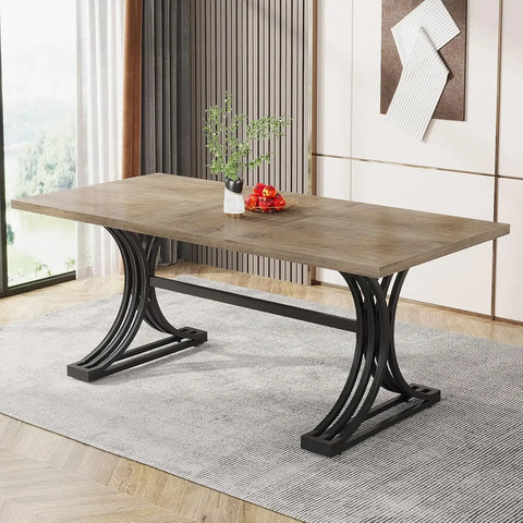 MarbleCrest Pro — 63" Modern Rectangular Dining Table for 4–6, Faux Marble Top