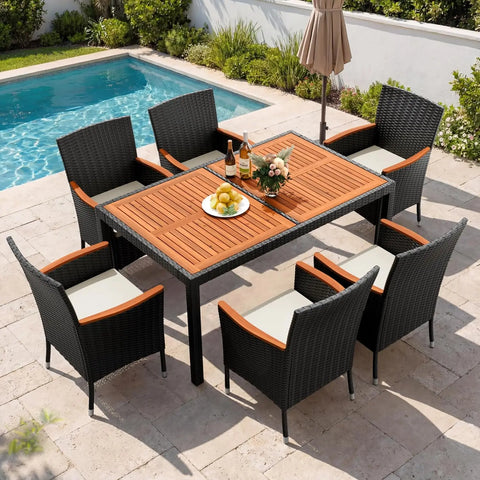 HearthHaven™ Acacia Luxe 7-Piece Outdoor Dining Set