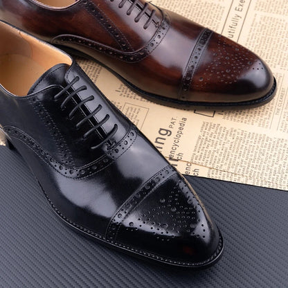 GENTELUXIO™ Windsor Brogue Oxfords – Premium Genuine Leather Dress Shoes