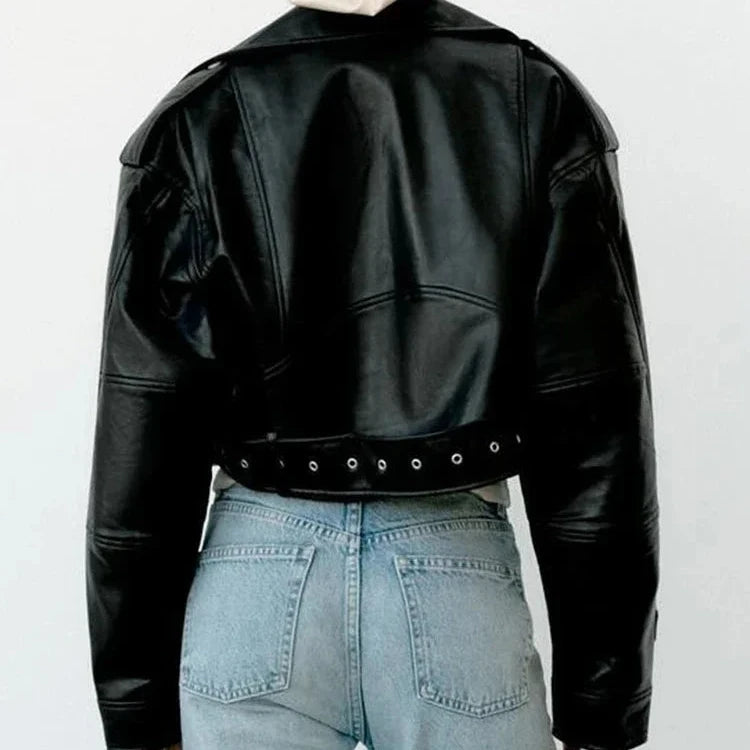 Genteluxio™ The Sloane Belted Faux Leather Jacket