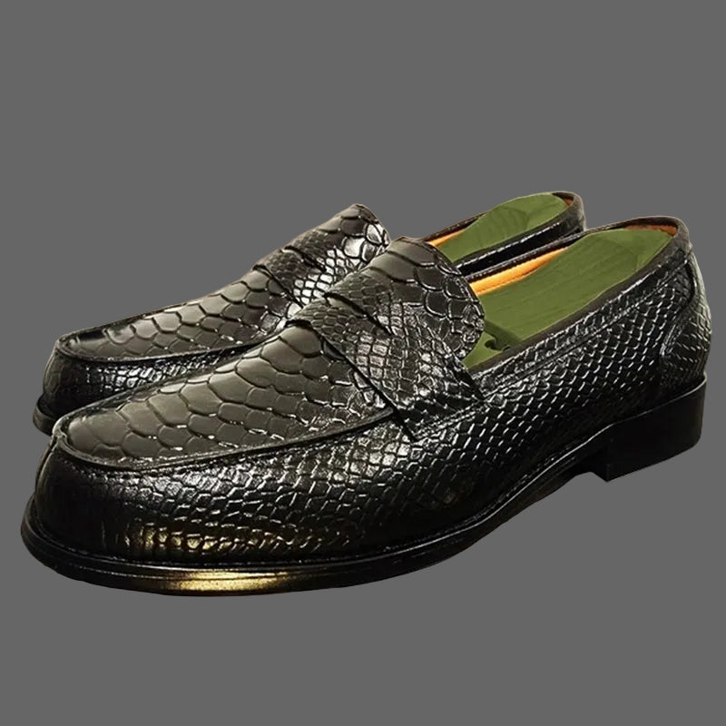 GENTELUXIO™ Monarch Python Leather Loafers – Premium Luxury Slip-On Dress Shoes