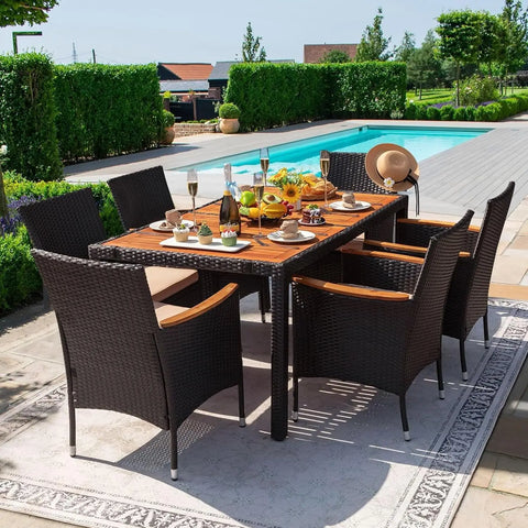 HearthHaven™ Acacia Luxe 7-Piece Outdoor Dining Set