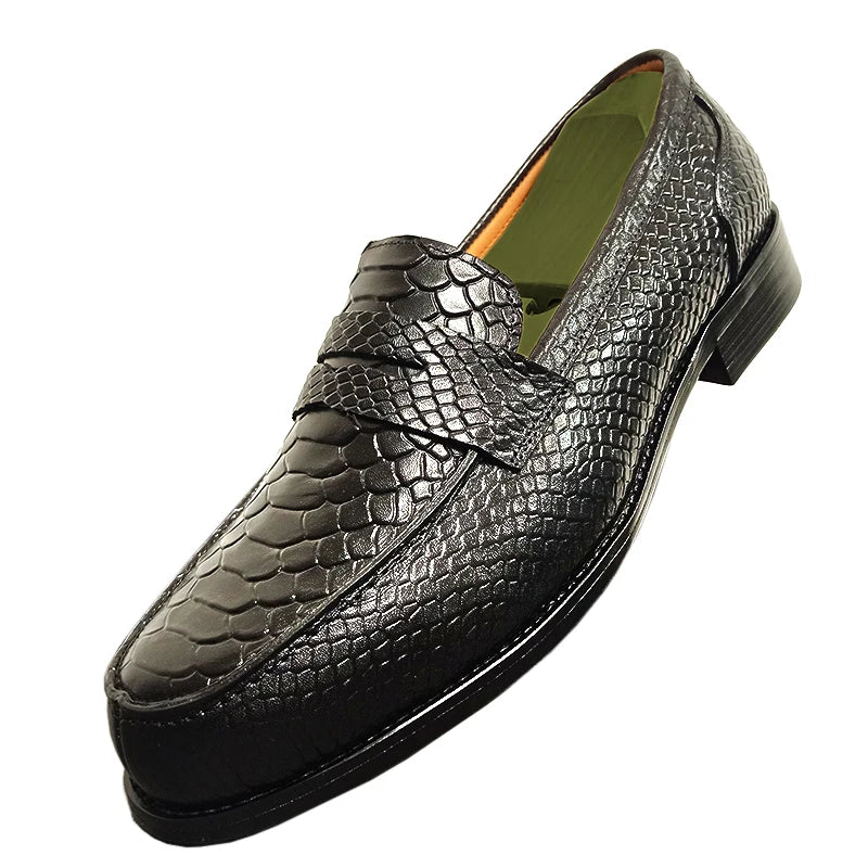GENTELUXIO™ Monarch Python Leather Loafers – Premium Luxury Slip-On Dress Shoes