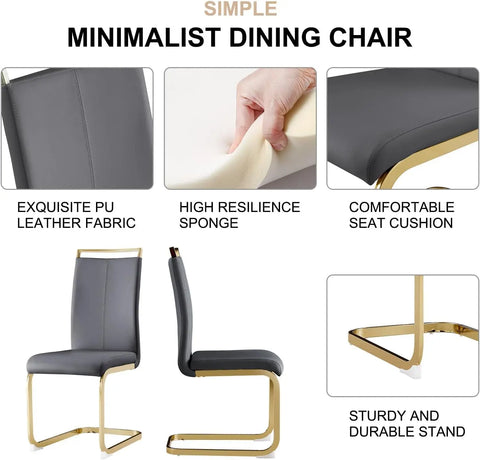GoldCrest Elite — 63" Modern Black & Gold Dining Room Table Set for 6 with PU Leather Chairs ( 🚚 Fast Shipping: Delivered in 4–7 Business Days )