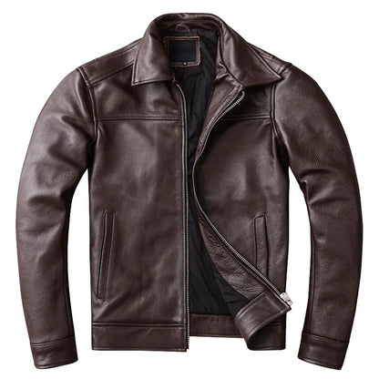 GENTELUXIO™ Heritage Slim-Fit Men’s Genuine Cowhide Leather Jacket