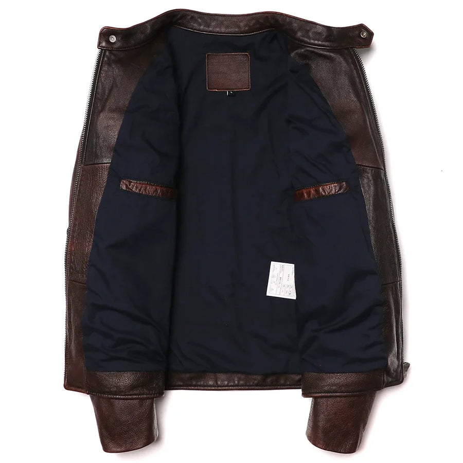 GENTELUXIO™ Heritage Rider Leather Jacket – Premium Vintage Cowhide Motorcycle Coat