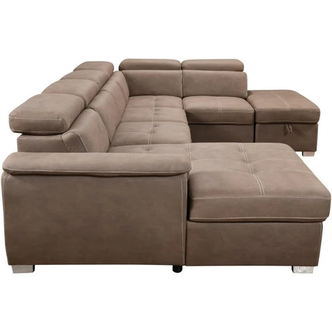 GrandVista Pro — 127" U-Shaped Microfiber Sectional Sleeper Sofa with Pull-Out Bed ( 🚚 Fast Shipping: Delivered in 4–7 Business Days )