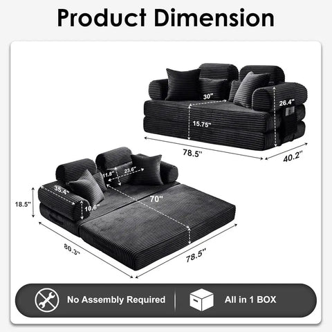 DreamFlex Elite — Queen-to-King Convertible Memory Foam Sleeper Sofa