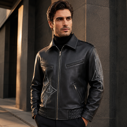 GENTELUXIO™ Regent Embroidered Leather Jacket