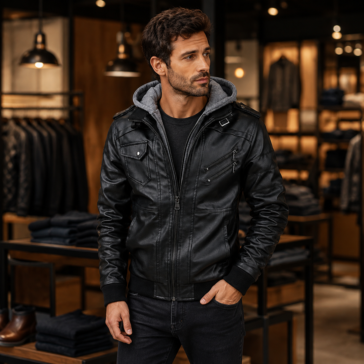 GENTELUXIO™ Urban Rider Men’s PU Leather Motorcycle Jacket