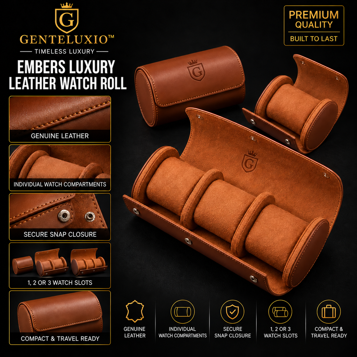 GENTELUXIO™ Embers Luxury Leather Watch Roll