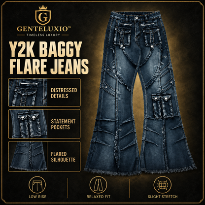 Genteluxio™ Y2K Baggy Flare Jeans
