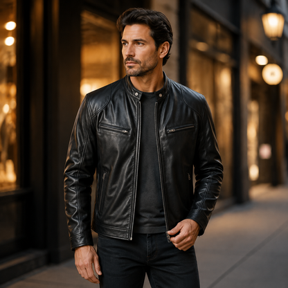 GENTELUXIO™ Relaxed Rider Men’s PU Leather Bomber Jacket